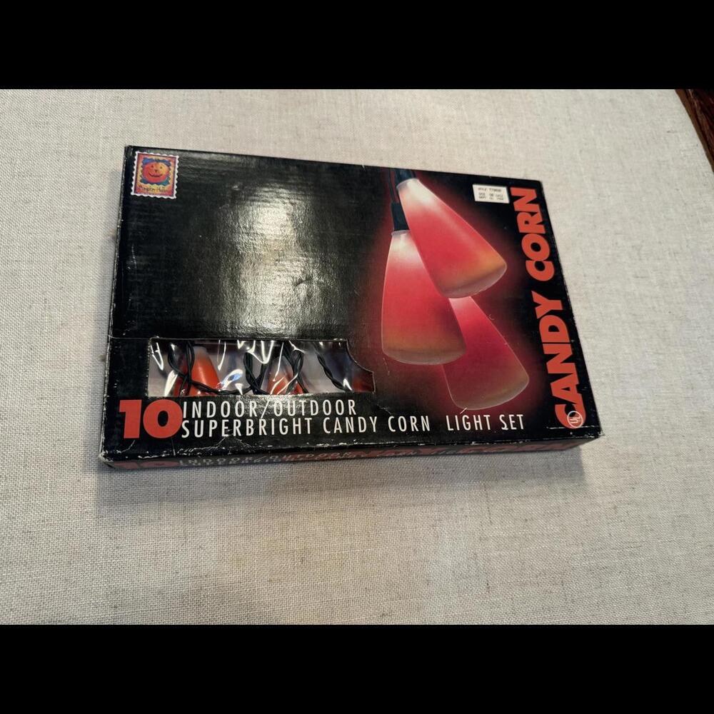 VTG Halloween Blow Mold Candy Corn String Lights Pumpkin Hollow 1996